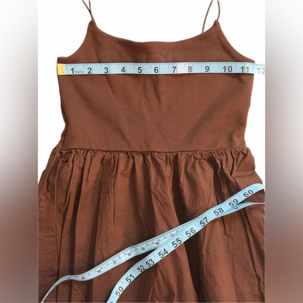 Zara COTTON STRAPPY DRESS dark brown small NWOT - Picture 6 of 12